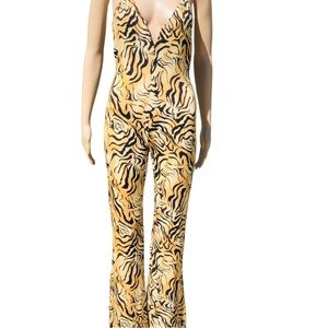 Animal print body con jumpsuit
